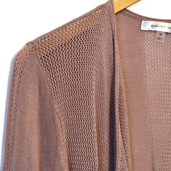 August Silk Shawl Collar Knit Cardigan Sweater Pink Mauve Long Sleeve Workwear M - Picture 4 of 12